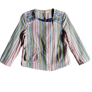 Twelfth Street By Cynthia Vincent Multicolored Knit Cropped Jacket Size 6